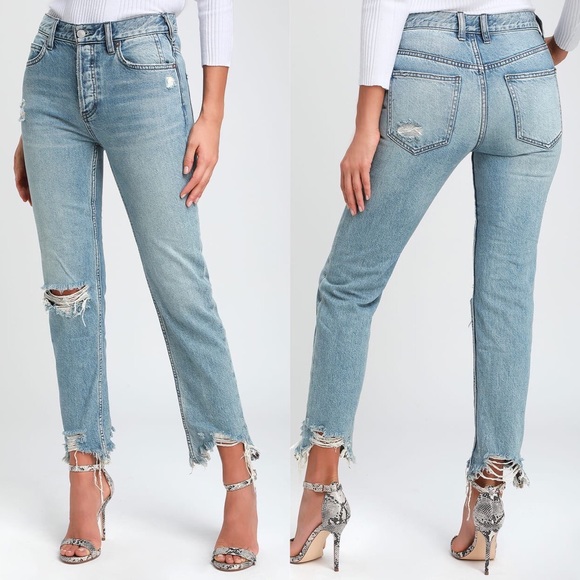 Free People Denim - Free People Chewed Up Distressed Straight Jeans 26